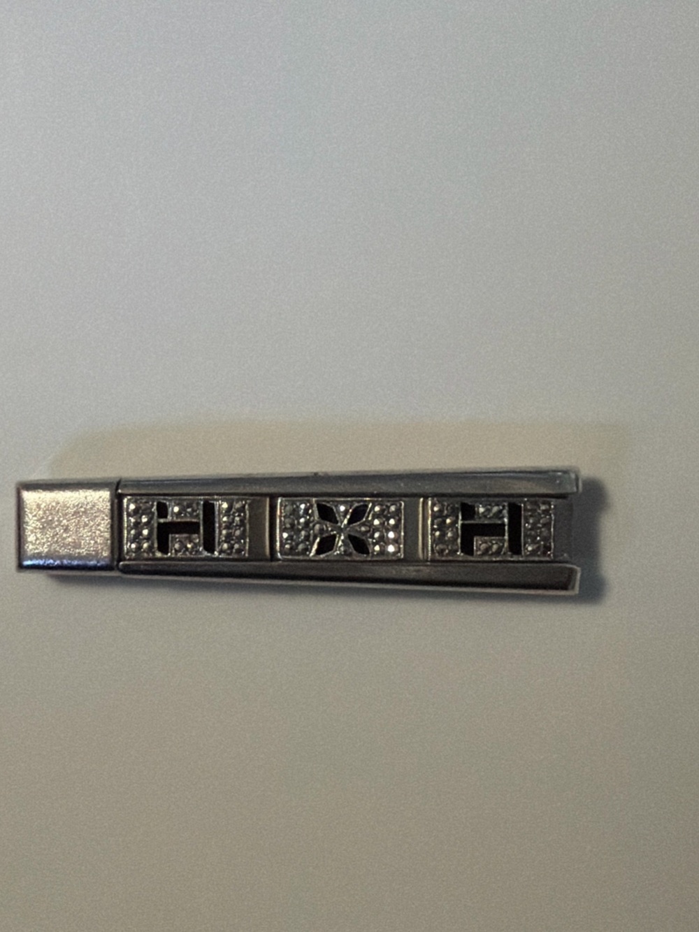 Men's Silver Decorative Sterling Tie Clip - Classic Geometric Design